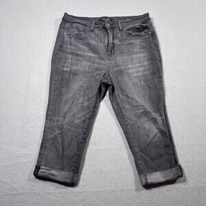 Judy Blue Capri Jeans Women 11/30 Gray Skinny Distressed Rolled‎ Hem High Rise